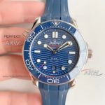 OM Factory New Replica Swiss 8800 Omega Seamaster Diver 300m 42MM Watch - Blue Dial Blue Rubber Band